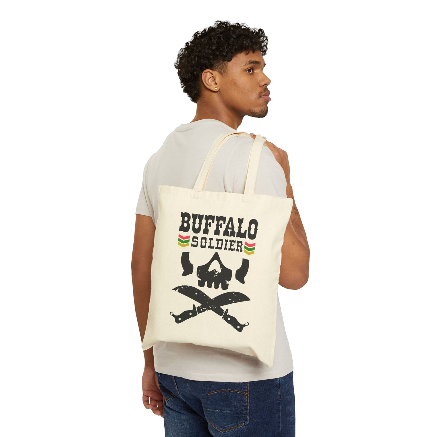 BUFFALO SOLDIER VINYL Cotton Canvas Tote Bag